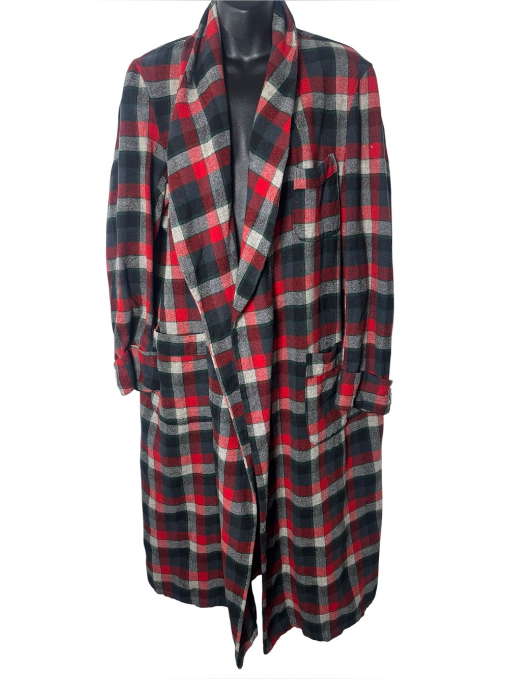Pendleton men’s 100% virgin wool plaid long smoking robe/jacket no belt capsule